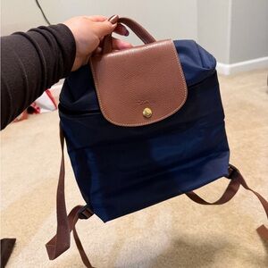 Longchamp Blue and Brown Backpack